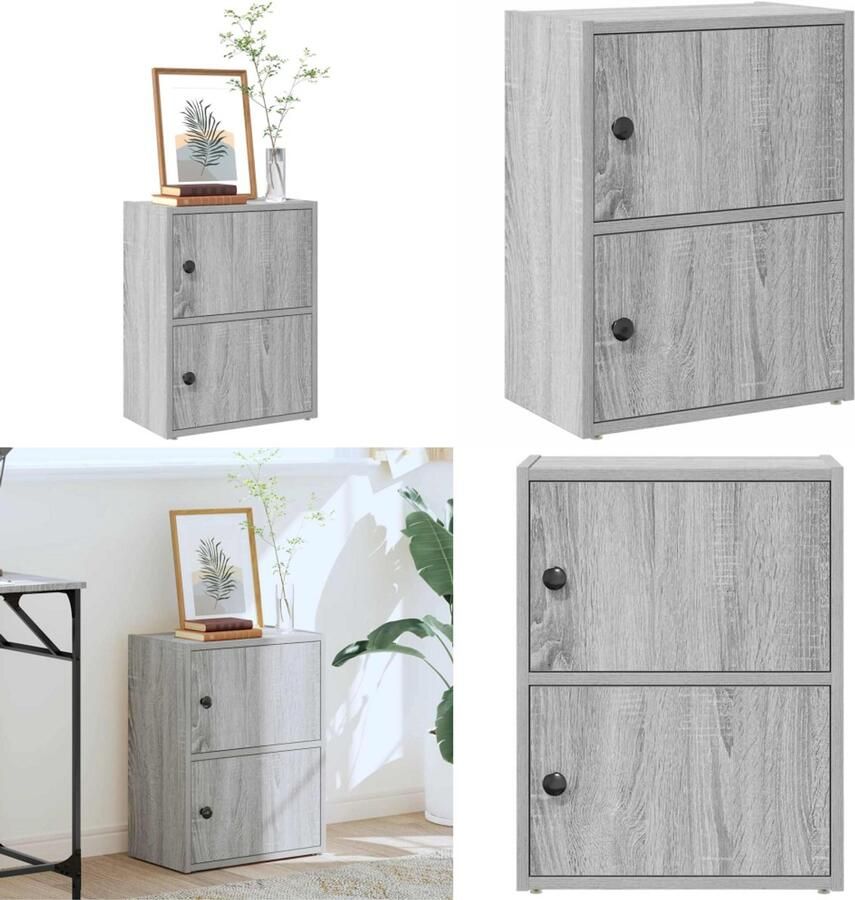 VidaXL Boekenkast 40x24x52 cm bewerkt hout grijs sonoma eikenkleurig Boekenkast Boekenkasten Boekenplank Opbergkast