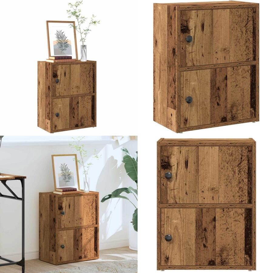 VidaXL Boekenkast 40x24x52 cm bewerkt hout oud houtkleurig Boekenkast Boekenkasten Boekenplank Opbergkast