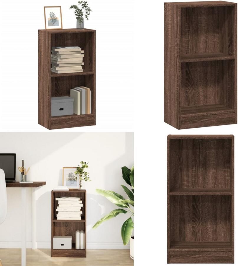 VidaXL Boekenkast 40x24x76 cm bewerkt hout bruin eikenkleurig Boekenkast Boekenkasten Boeken Plank Schappenkast