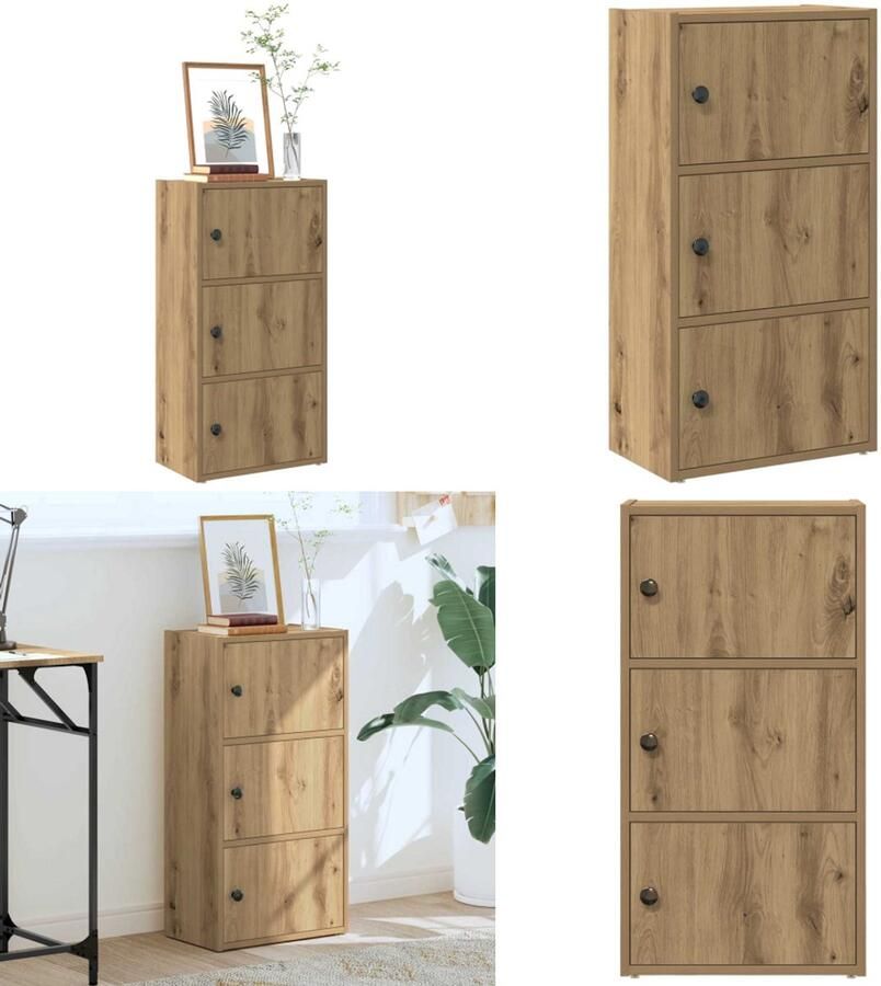 VidaXL Boekenkast 40x24x77 cm bewerkt hout artisanaal eikenkleurig Boekenkast Boekenkasten Boekenplank Opbergkast