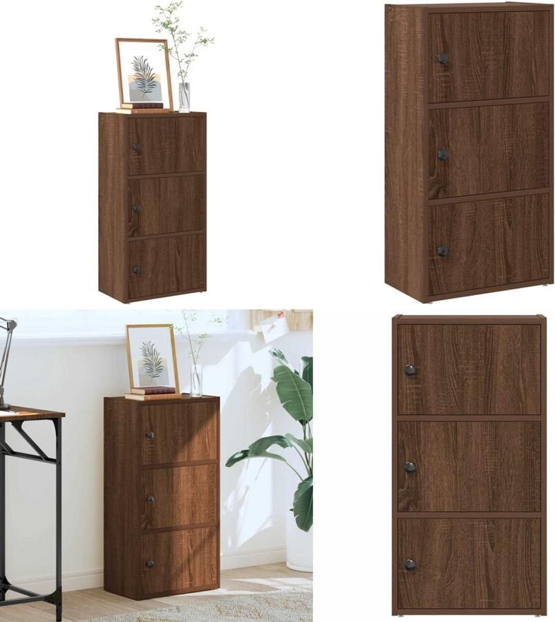 VidaXL Boekenkast 40x24x77 cm bewerkt hout bruin eikenkleurig Boekenkast Boekenkasten Boekenplank Opbergkast