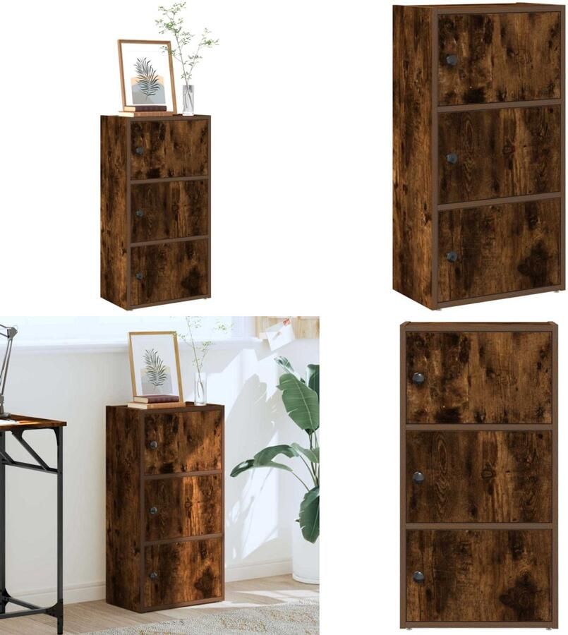 VidaXL Boekenkast 40x24x77 cm bewerkt hout gerookt eikenkleurig Boekenkast Boekenkasten Boekenplank Opbergkast