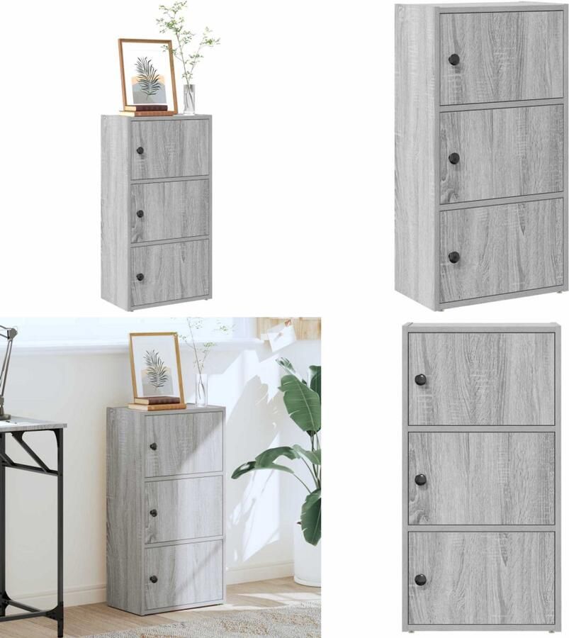 VidaXL Boekenkast 40x24x77 cm bewerkt hout grijs sonoma eikenkleurig Boekenkast Boekenkasten Boekenplank Opbergkast