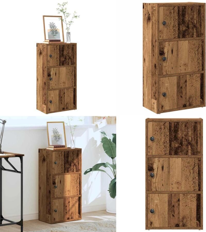 VidaXL Boekenkast 40x24x77 cm bewerkt hout oud houtkleurig Boekenkast Boekenkasten Boekenplank Opbergkast