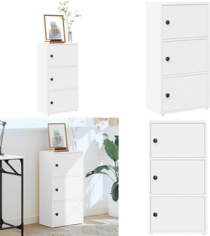 VidaXL Boekenkast 40x24x77 cm bewerkt hout wit Boekenkast Boekenkasten Boekenplank Opbergkast