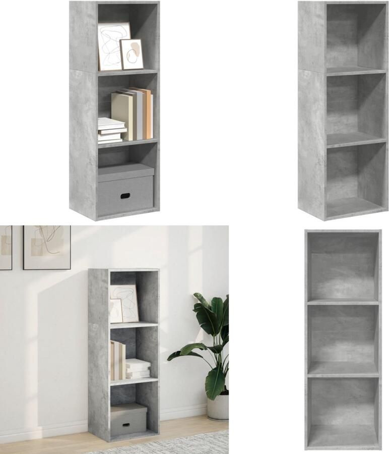 VidaXL Boekenkast 40x30x114 cm bewerkt hout betongrijs Boekenkast Boekenkasten Boeken Plank Schappenkast