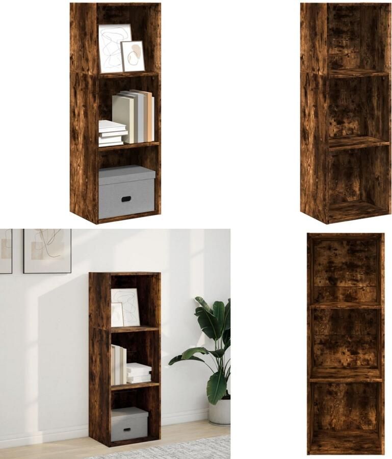 VidaXL Boekenkast 40x30x114 cm bewerkt hout gerookt eikenkleurig Boekenkast Boekenkasten Boeken Plank Schappenkast