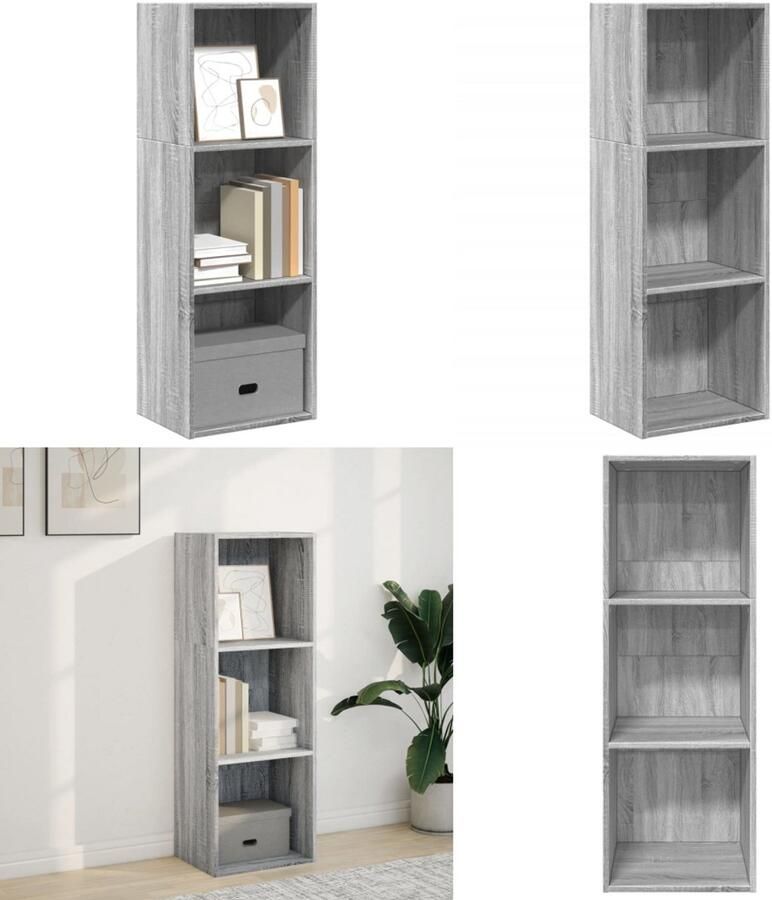 VidaXL Boekenkast 40x30x114 cm bewerkt hout grijs sonoma eikenkleurig Boekenkast Boekenkasten Boeken Plank Schappenkast
