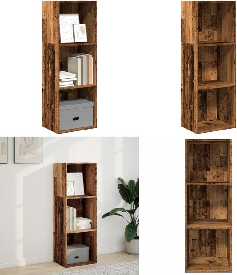 VidaXL Boekenkast 40x30x114 cm bewerkt hout oud houtkleurig Boekenkast Boekenkasten Boeken Plank Schappenkast