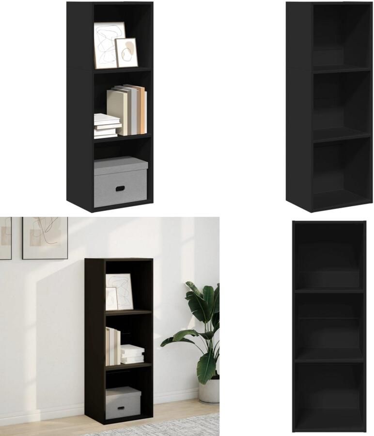VidaXL Boekenkast 40x30x114 cm bewerkt hout zwart Boekenkast Boekenkasten Boeken Plank Schappenkast