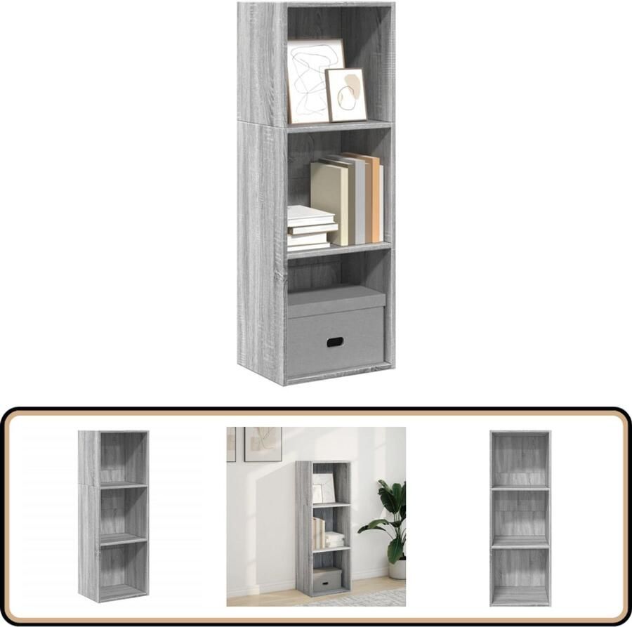 VidaXL Boekenkast 40x30x114 cm Grijs Sonoma Eiken Boekenkast Boekenkasten Boeken Plank Schappenkast
