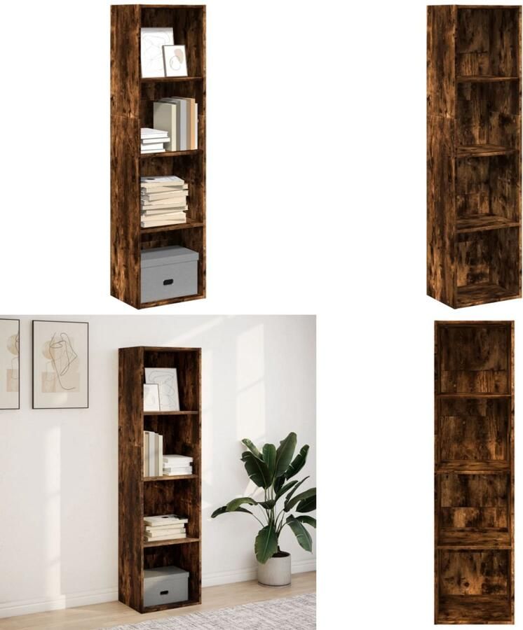 VidaXL Boekenkast 40x30x152 cm bewerkt hout gerookt eikenkleurig Boekenkast Boekenkasten Boeken Plank Schappenkast