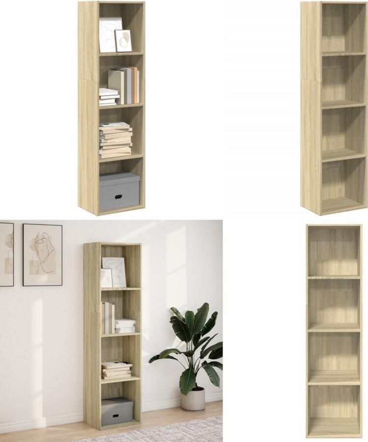 VidaXL Boekenkast 40x30x152 cm bewerkt hout sonoma eikenkleurig Boekenkast Boekenkasten Boeken Plank Schappenkast