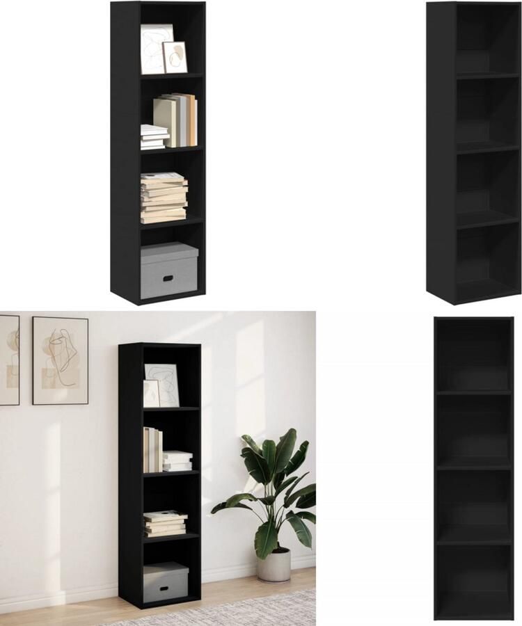 VidaXL Boekenkast 40x30x152 cm bewerkt hout zwart Boekenkast Boekenkasten Boeken Plank Schappenkast