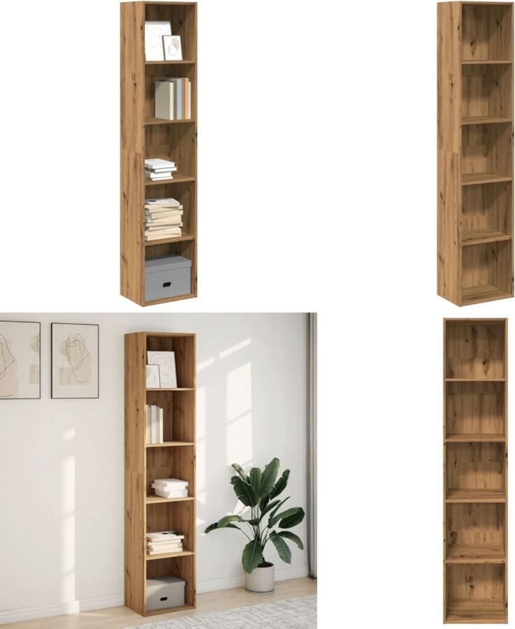 VidaXL Boekenkast 40x30x189 cm bewerkt hout artisanaal eikenkleurig Boekenkast Boekenkasten Boeken Plank Schappenkast