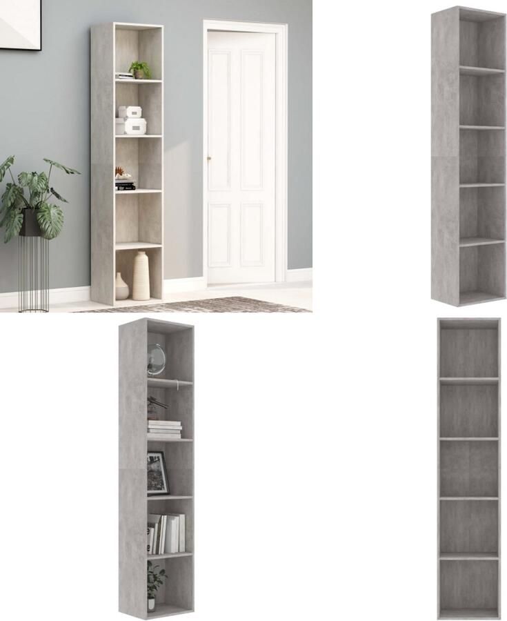 VidaXL Boekenkast 40x30x189 cm bewerkt hout betongrijs Boekenkast Boekenkasten Kast Kasten