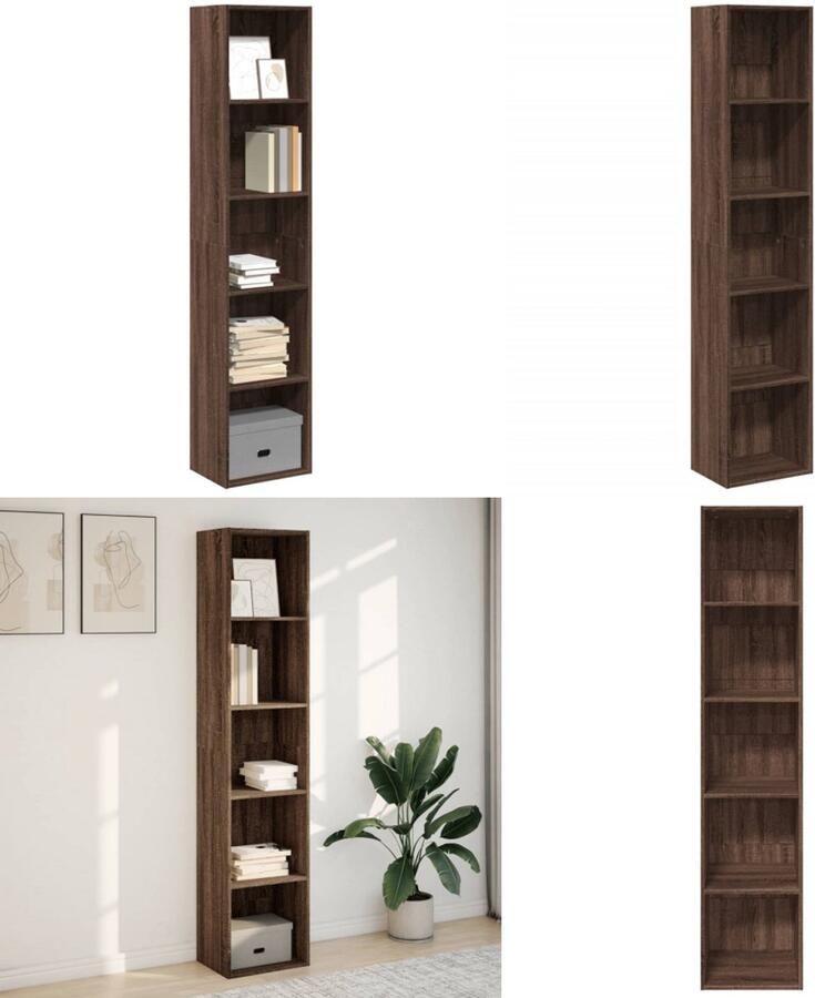 VidaXL Boekenkast 40x30x189 cm bewerkt hout bruin eikenkleurig Boekenkast Boekenkasten Boeken Plank Schappenkast