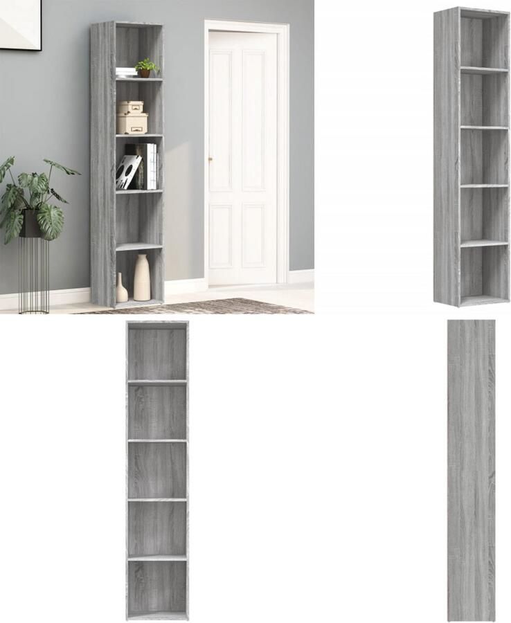VidaXL Boekenkast 40x30x189 cm bewerkt hout grijs sonoma eikenkleurig Boekenkast Boekenkasten Boekenschap Kast