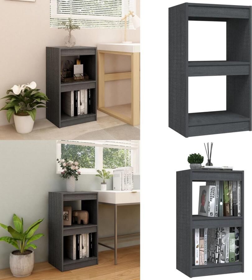 VidaXL Boekenkast 40x30x71 5 cm massief grenenhout grijs Boekenkast Boekenkasten Houten Boekenschap Houten Boekenschappen