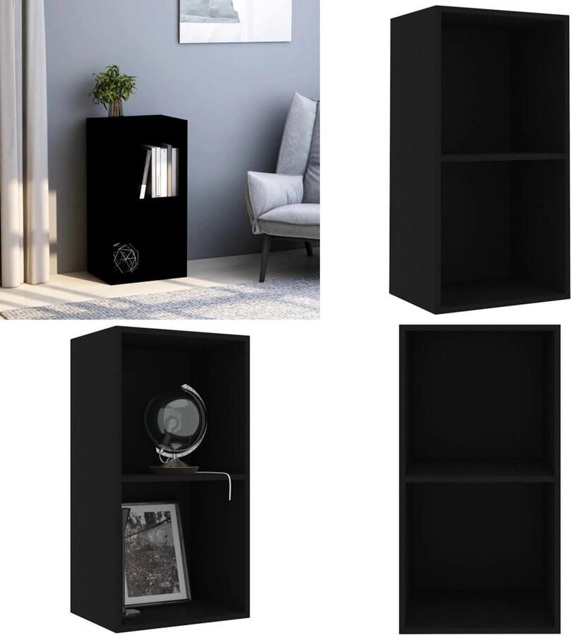 VidaXL Boekenkast 40x30x76 5 cm bewerkt hout zwart Boekenkast Boekenkasten -boekenplank Opbergkast