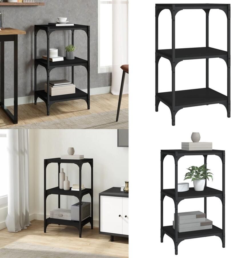 VidaXL Boekenkast 40x33x70 5 cm bewerkt hout en staal zwart Boekenkast Boekenkasten Boekenplank Boekenplanken