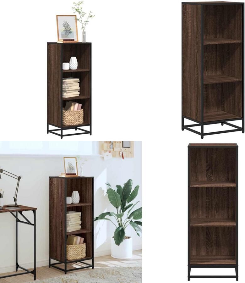 VidaXL Boekenkast 40x35x107 5 cm bewerkt hout bruin eikenkleur Boekenkast Boekenkasten Boekenschap Boekenstandaard