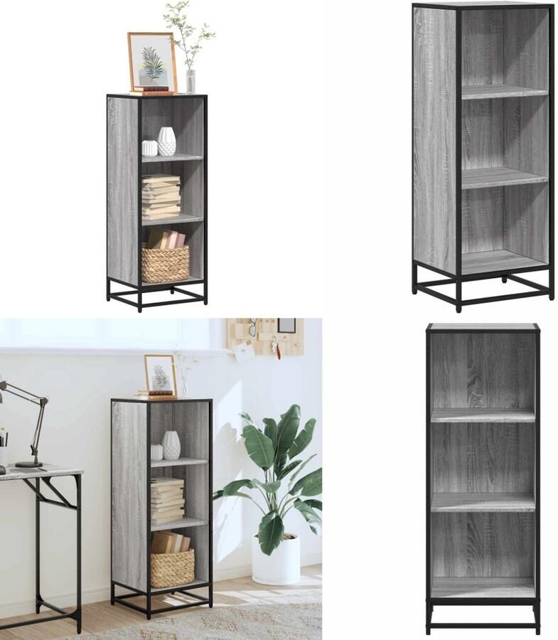 VidaXL Boekenkast 40x35x107 5 cm bewerkt hout grijs sonoma eikenkleur Boekenkast Boekenkasten Boekenschap Boekenstandaard
