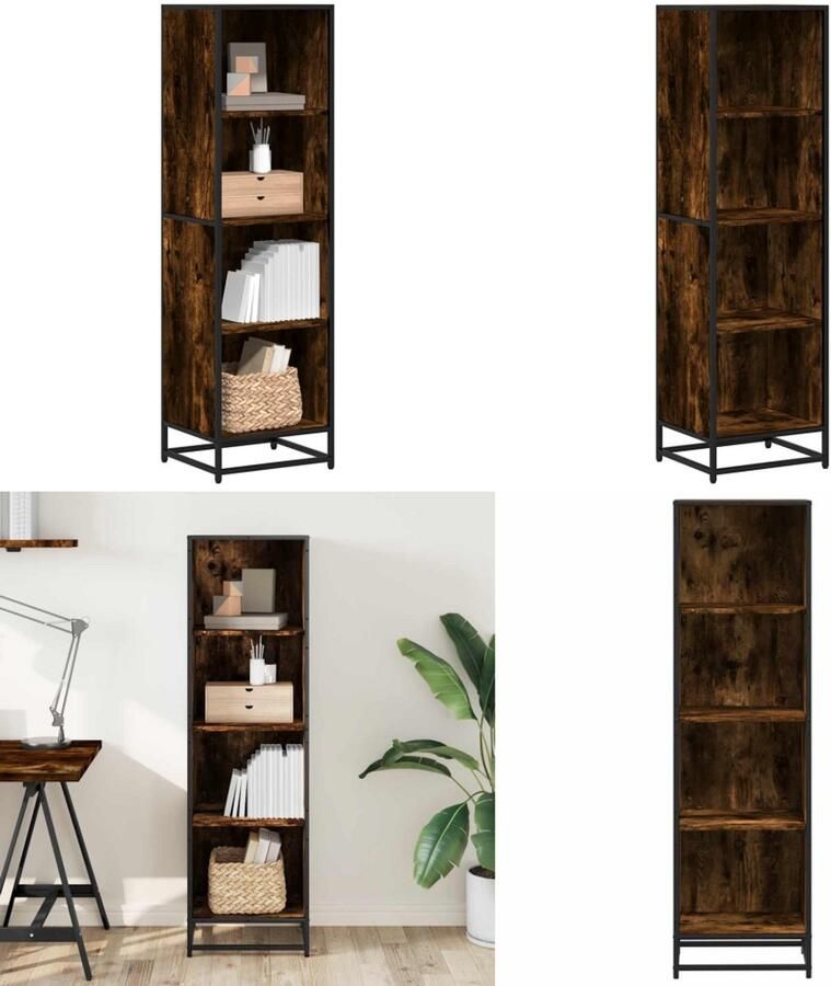 VidaXL Boekenkast 40x35x139 cm bewerkt hout gerookt eikenkleurig Boekenkast Boekenkasten Boekenschap Boekenstandaard