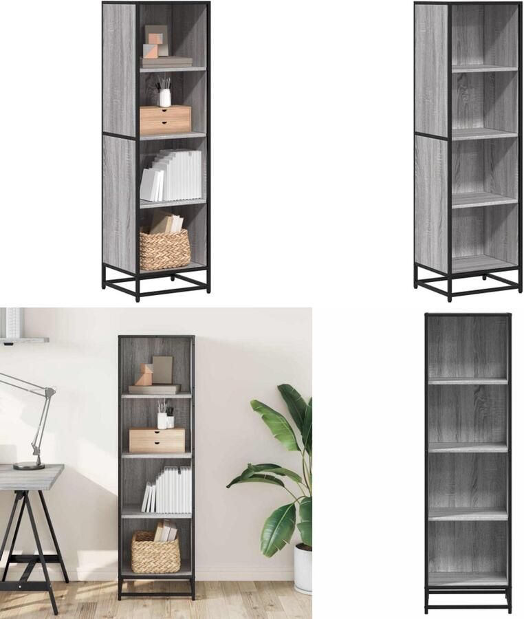 VidaXL Boekenkast 40x35x139 cm bewerkt hout grijs sonoma eikenkleurig Boekenkast Boekenkasten Boekenschap Boekenstandaard