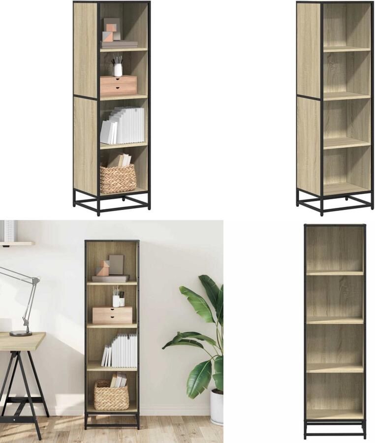 VidaXL Boekenkast 40x35x139 cm bewerkt hout sonoma eikenkleurig Boekenkast Boekenkasten Boekenschap Boekenstandaard
