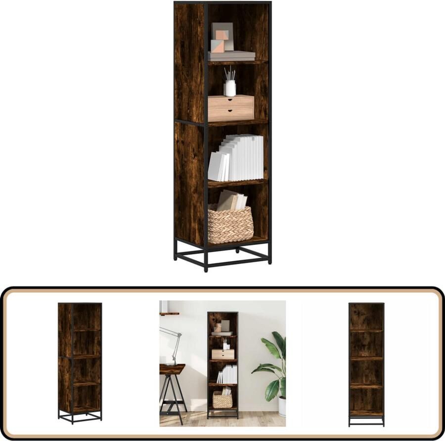 VidaXL Boekenkast 40x35x139 cm Gerookt Eiken Boekenkast Boekenkasten Boekenschap Boekenstandaard