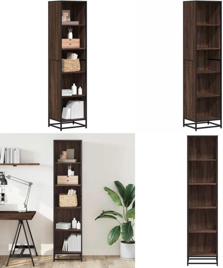 VidaXL Boekenkast 40x35x170 5 cm bewerkt hout bruin eikenkleur Boekenkast Boekenkasten Boekenschap Boekenstandaard