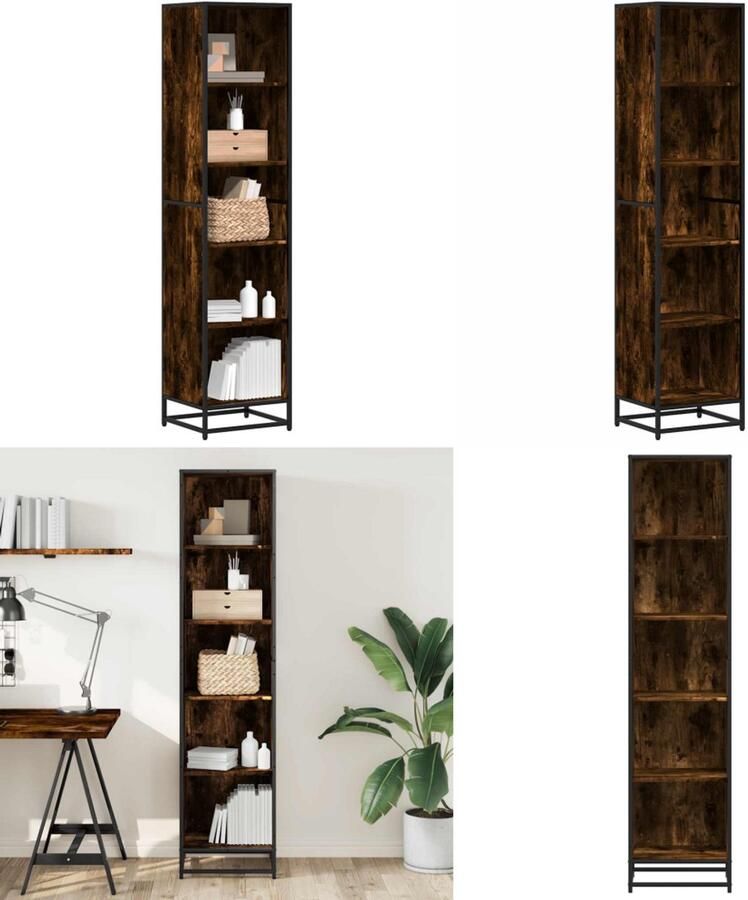 VidaXL Boekenkast 40x35x170 5 cm bewerkt hout gerookt eikenkleurig Boekenkast Boekenkasten Boekenschap Boekenstandaard