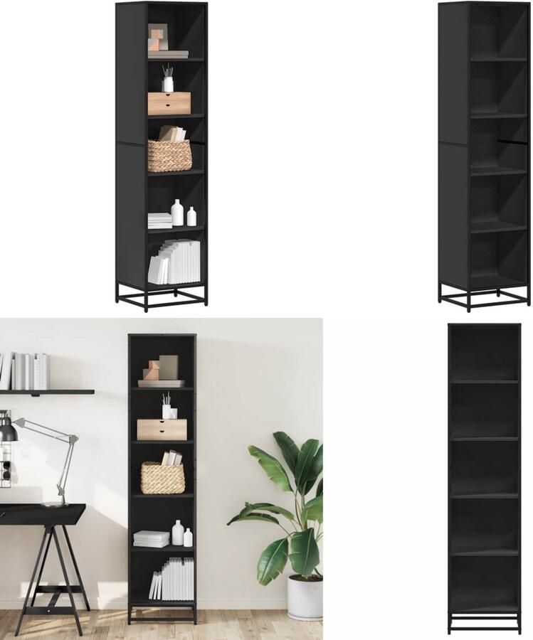 VidaXL Boekenkast 40x35x170 5 cm bewerkt hout zwart Boekenkast Boekenkasten Boekenschap Boekenstandaard