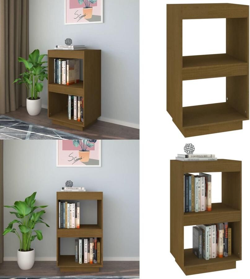 VidaXL Boekenkast 40x35x71 cm massief grenenhout honingbruin Boekenkast Boekenkasten Houten Boekenkast Boekenschap