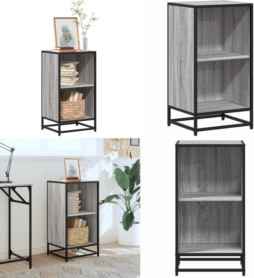 VidaXL Boekenkast 40x35x76 cm bewerkt hout grijs sonoma eikenkleurig Boekenkast Boekenkasten Boekenschap Boekenstandaard