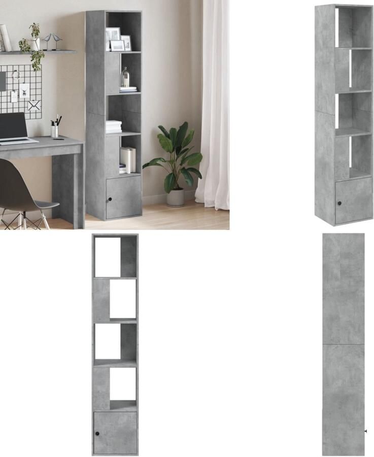 VidaXL Boekenkast 40x36x189 cm bewerkt hout betongrijs Boekenkast Boekenkasten Boeken Plank Schappenkast