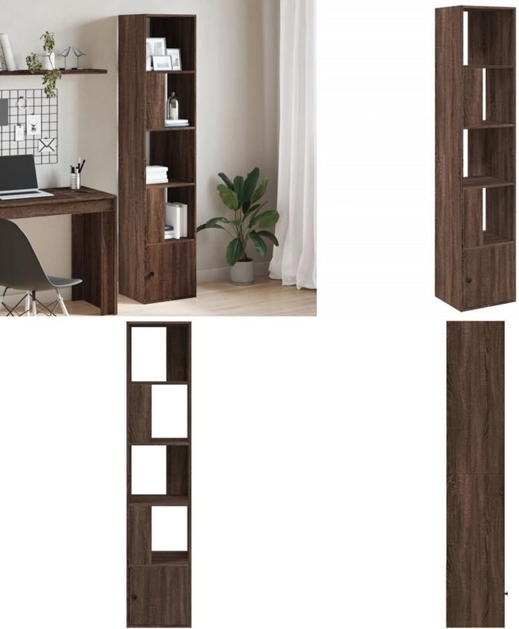 VidaXL Boekenkast 40x36x189 cm bewerkt hout bruin eikenkleurig Boekenkast Boekenkasten Boeken Plank Schappenkast