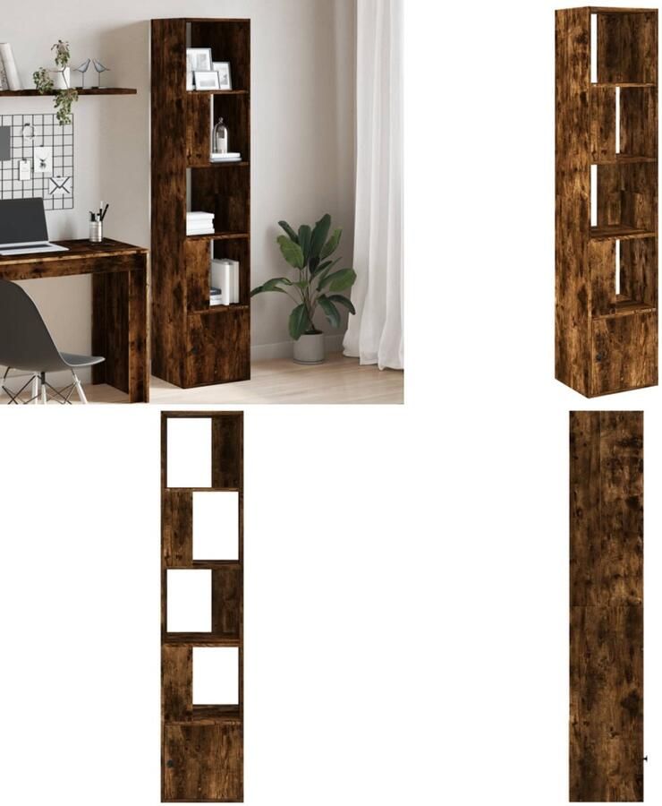 VidaXL Boekenkast 40x36x189 cm bewerkt hout gerookt eikenkleurig Boekenkast Boekenkasten Boeken Plank Schappenkast