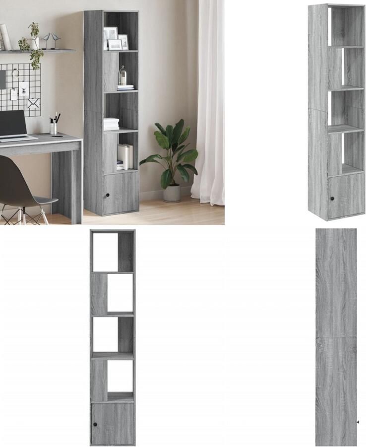 VidaXL Boekenkast 40x36x189 cm bewerkt hout grijs sonoma eikenkleurig Boekenkast Boekenkasten Boeken Plank Schappenkast