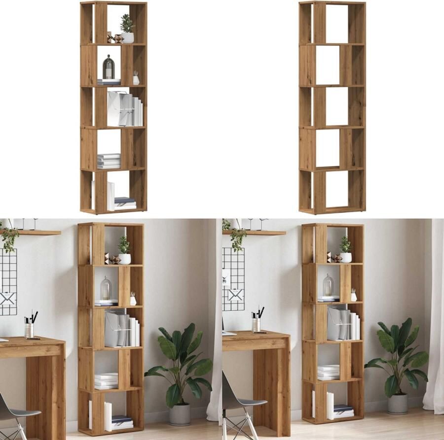 VidaXL Boekenkast 45x24x159 cm bewerkt hout artisanaal eikenkleur Boekenkast Boekenkasten Boekenkast Boekenplank