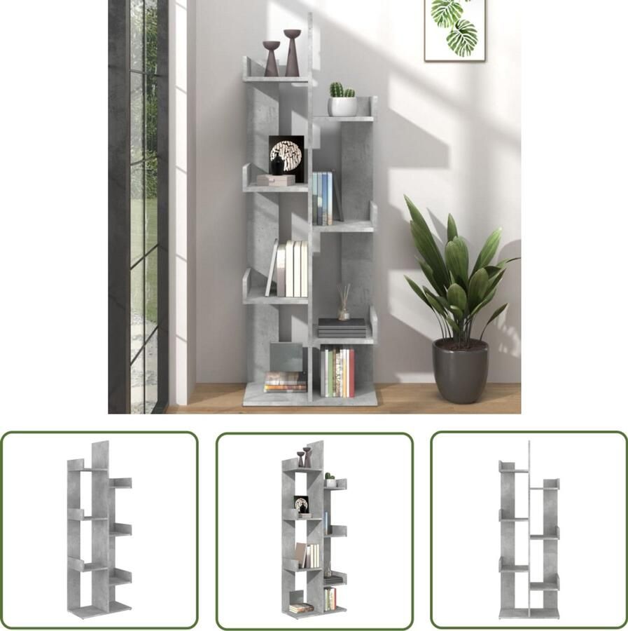VidaXL Boekenkast 48x25 5x140 cm Betongrijs Boekenkast Bibliotheek Houten Boekenkast Grijze Boekenkast Design Boekenkast Compacte Boekenkast Stapelbare Boekenkast