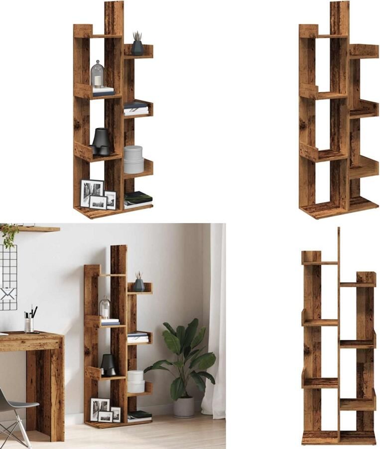 VidaXL Boekenkast 48x25 5x140 cm bewerkt hout oud houtkleurig Boekenkast Boekenkasten Boekenplank Boekenkast