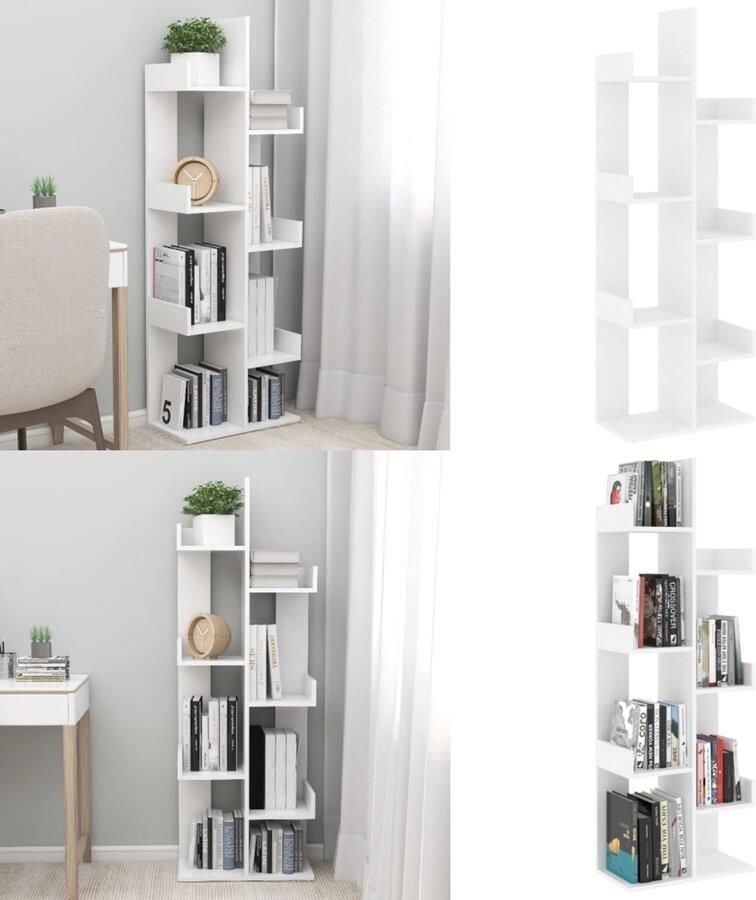 VidaXL Boekenkast 48x25 5x140 cm bewerkt hout wit Boekenkast Boekenkasten Kast Kasten