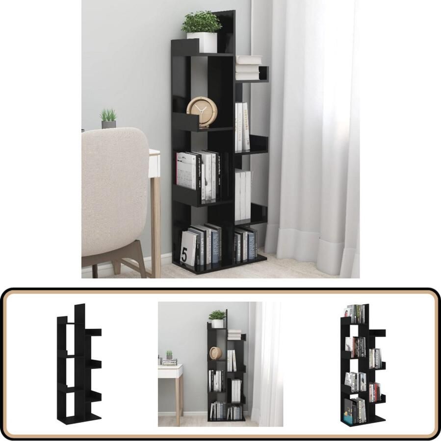 VidaXL Boekenkast 48x25 5x140 cm Zwart Hout Boekenkast Boekenplank Bibliotheek Houten Boekenkast Compact Boekenkast Zwarte Boekenkast Woonaccessoires Opslagmogelijkheden Design Boekenkast