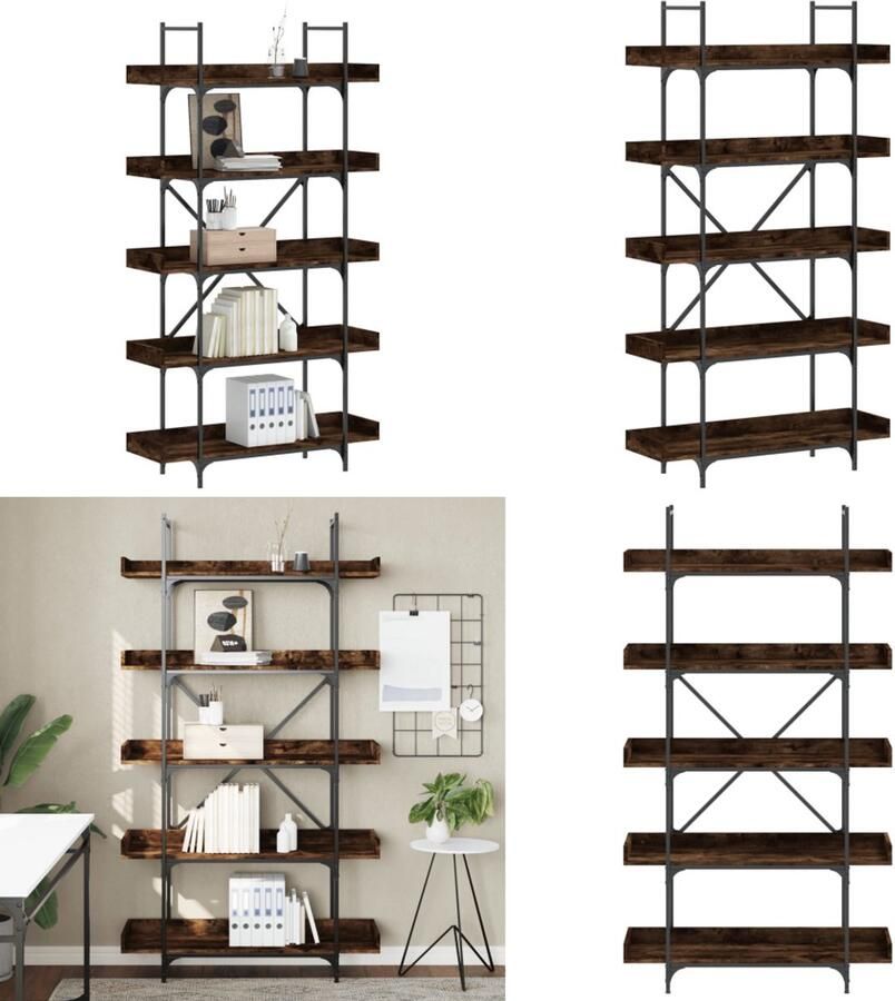 VidaXL Boekenkast 5-laags 100x33x180 5 cm bewerkt hout gerookt eiken Boekenkast Boekenkasten Boeken Plank Schappenkast