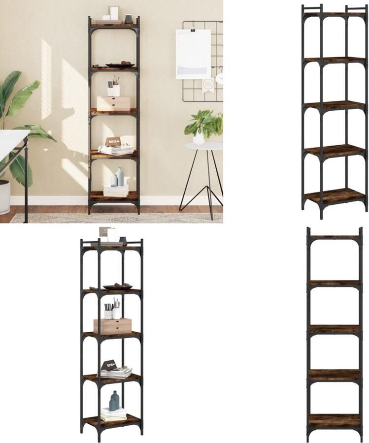 VidaXL Boekenkast 5-laags 40x30x154 cm bewerkt hout gerookt eikenkleur Boekenkast Boekenkasten Boeken Plank Schappenkast