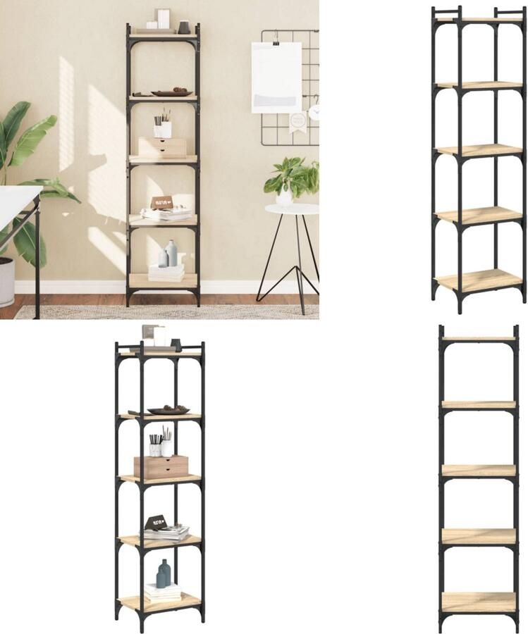 VidaXL Boekenkast 5-laags 40x30x154 cm bewerkt hout sonoma eikenkleur Boekenkast Boekenkasten Boeken Plank Schappenkast