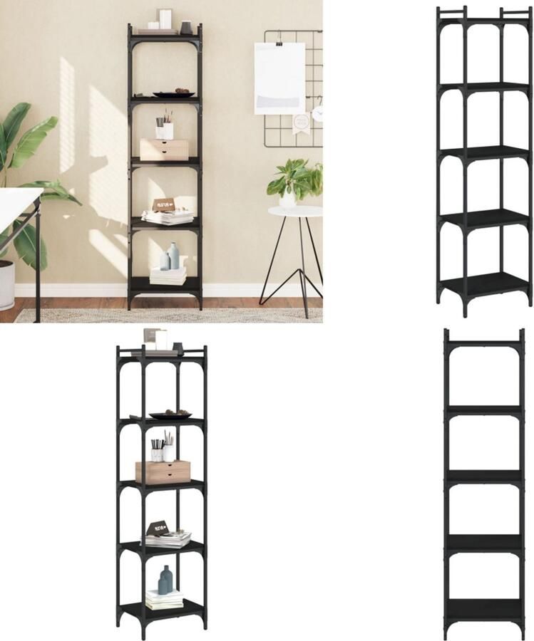 VidaXL Boekenkast 5-laags 40x30x154 cm bewerkt hout zwart Boekenkast Boekenkasten Boeken Plank Schappenkast