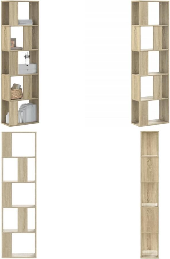 VidaXL Boekenkast 5-laags 45x23 5x162 5 cm bewerkt hout sonoma eiken Boekenkast Boekenkasten Boeken Plank Schappenkast